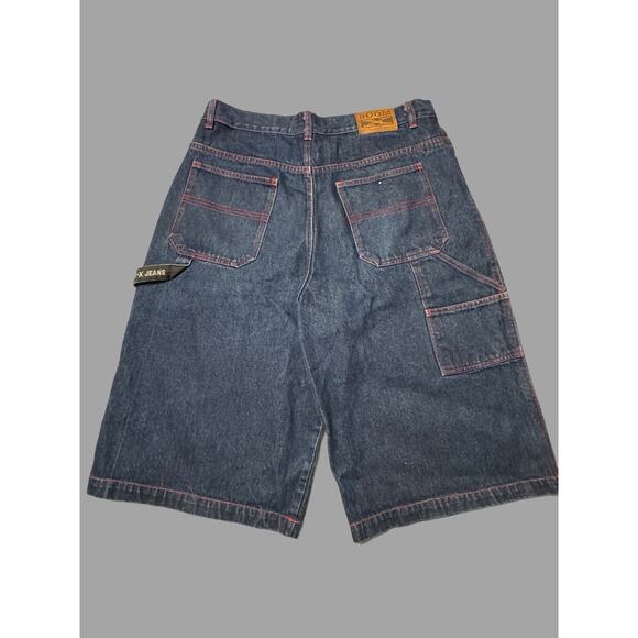 Y2K Boom X Red Outlined Hip Hop Jean Shorts Size 38 - Picture 2 of 12